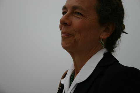 Corrina McFarlane in profile, smiling